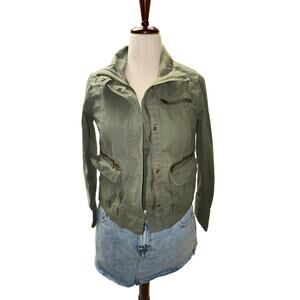 Gap Olive Green Utility Field Jacket Size Small Oversized Military Zipper Pocket